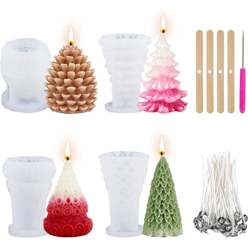 Xmas Candle Making - ABZV-Christmas Silicone Molds Christmas Tree Pine