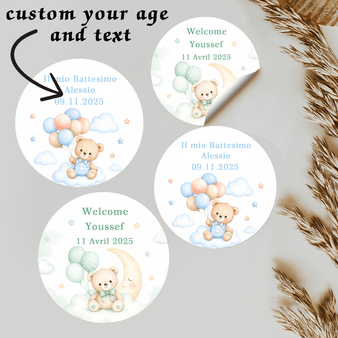 Label Sticker Round - Customized Personalized Stickers for Baptisms, Weddings,