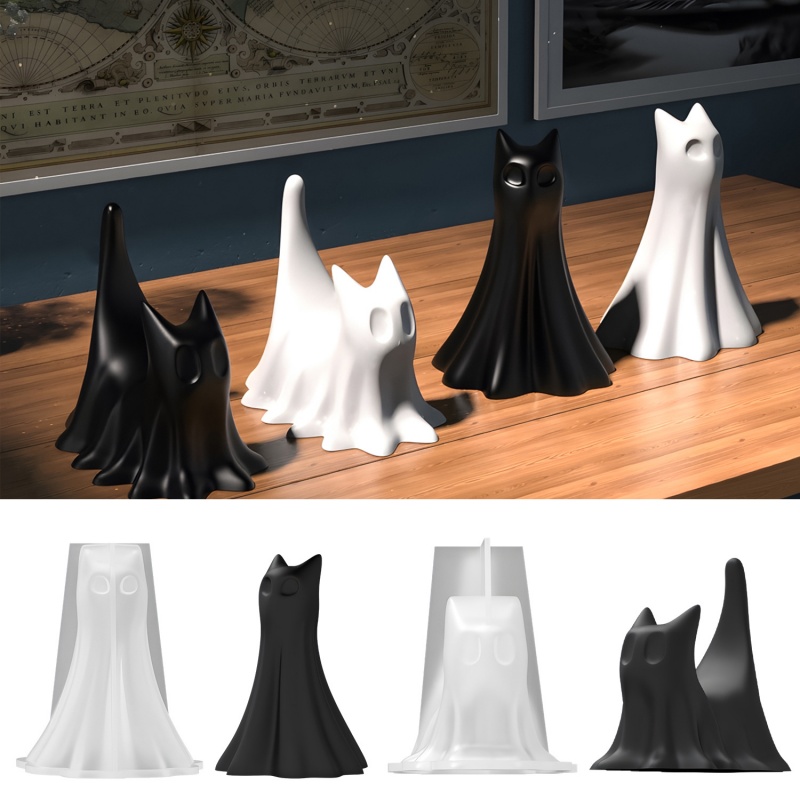 Candle Making Tutorial - Ghost Cat Halloween Desktop Ornament Plaster