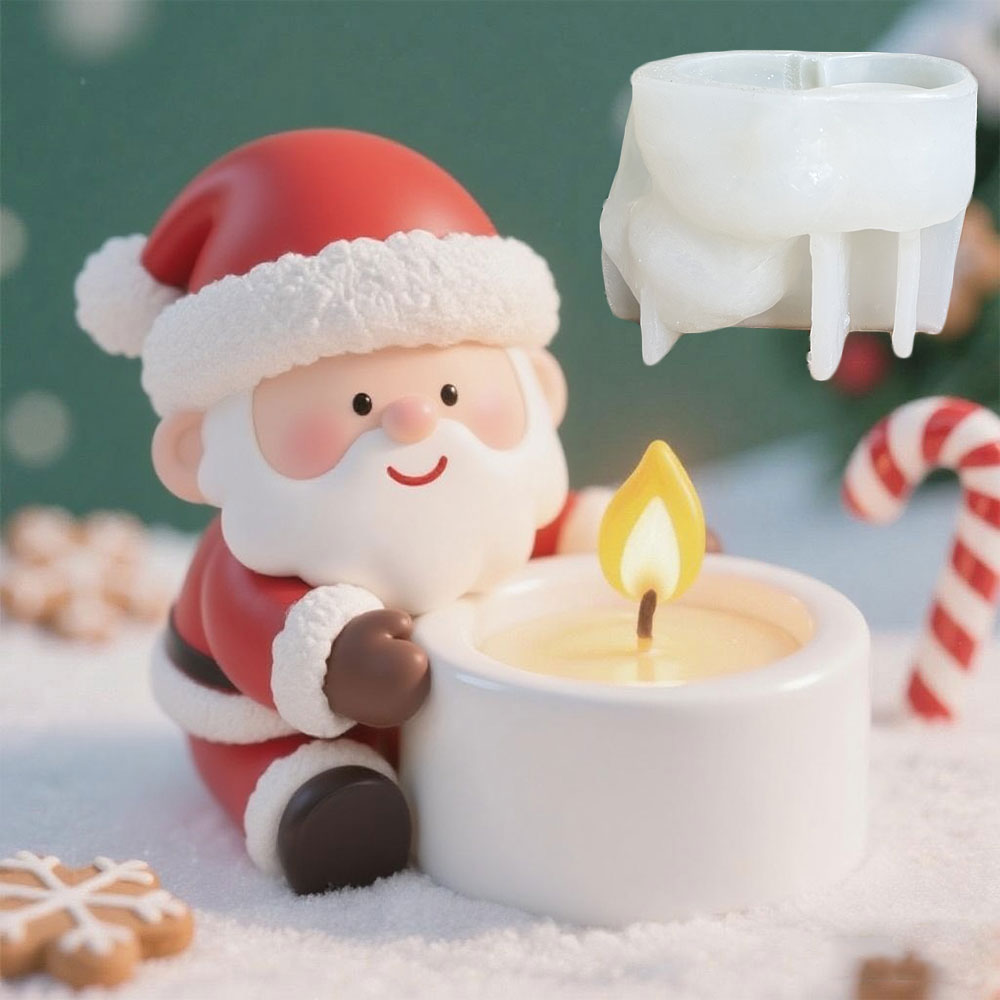 Xmas Candle Making - DIY Santa Claus Candlestick Silicone Mold