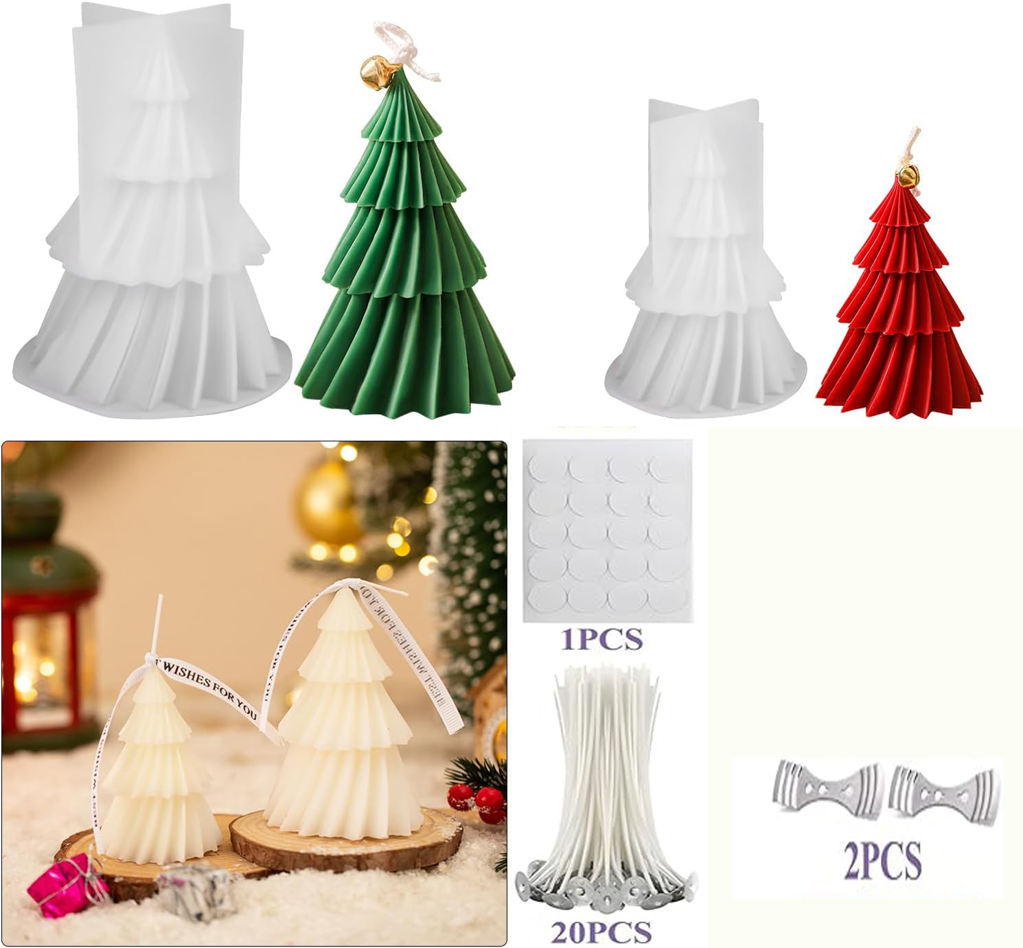 Candle Making Kit Xmas - Christmas Tree Silicone Candle Mold Kit