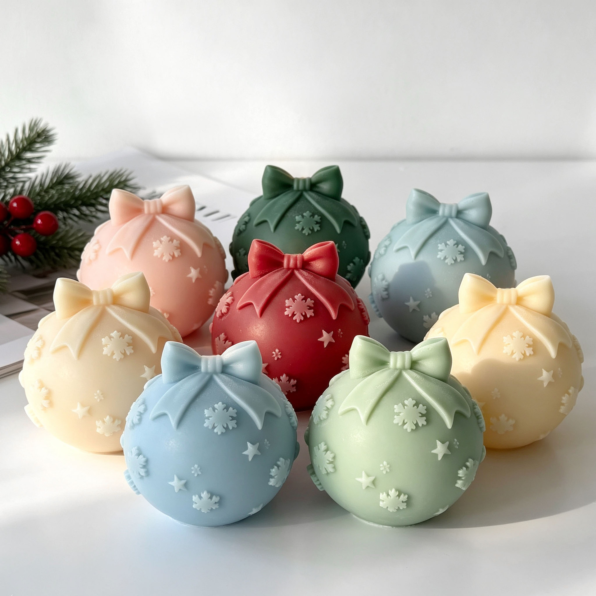 Xmas Candle Making - DIY Bow Tie Christmas Ball Silicone