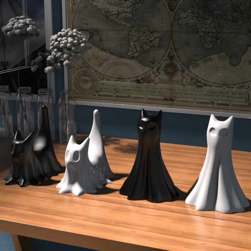 Ghost Cat Halloween Desktop Or - Candle Making Tutorial review and price