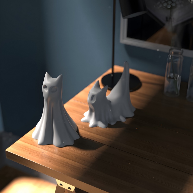 Ghost Cat Halloween Desktop Or - Candle Making Tutorial review and price