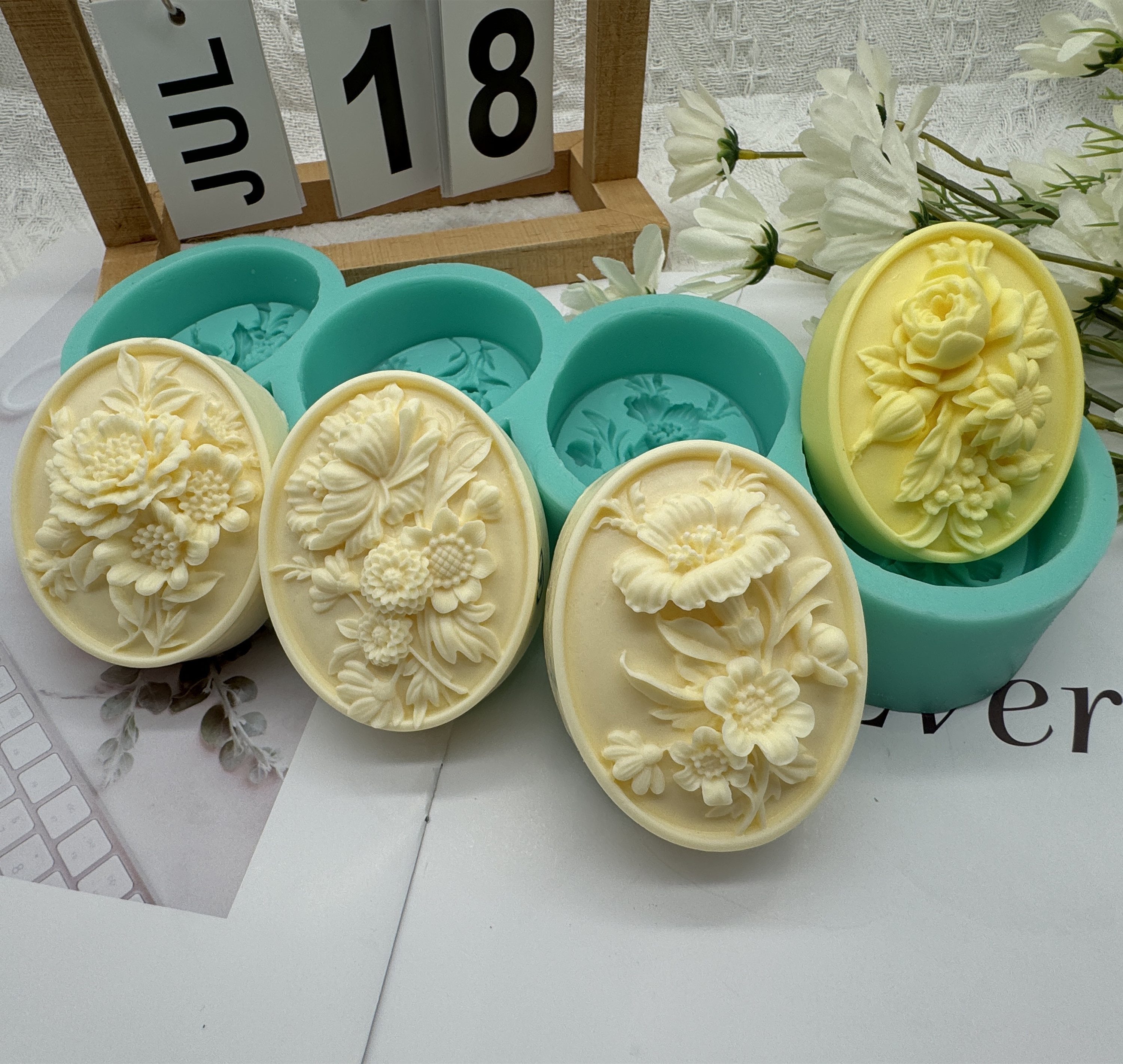 4Cavity Oval Flower 3D Soap Mo - Candle Making Fragrances review and price