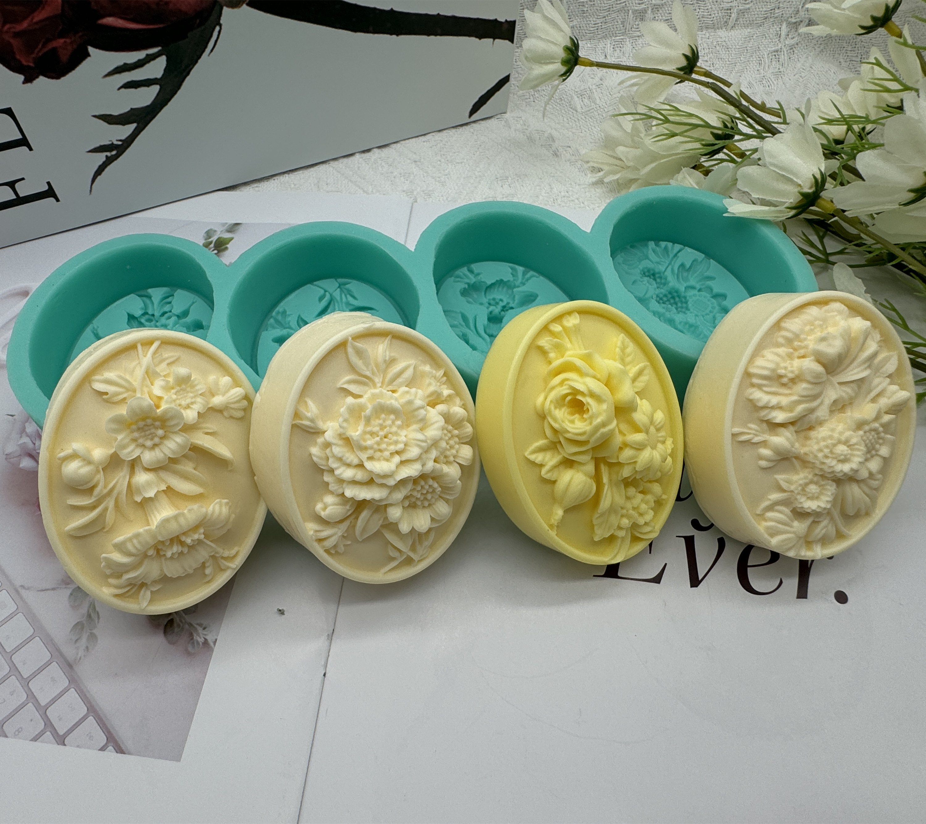 4Cavity Oval Flower 3D Soap Mo - Candle Making Fragrances review and price