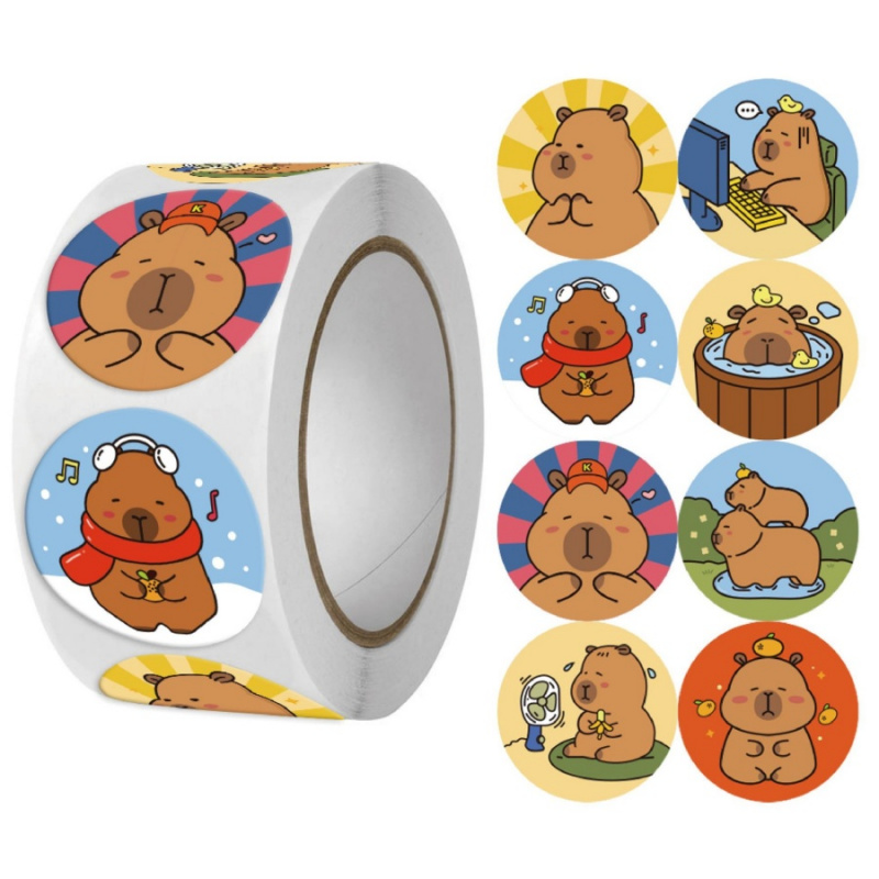 500pcs/pack Capybara Stickers  - Label Sticker Round review and price